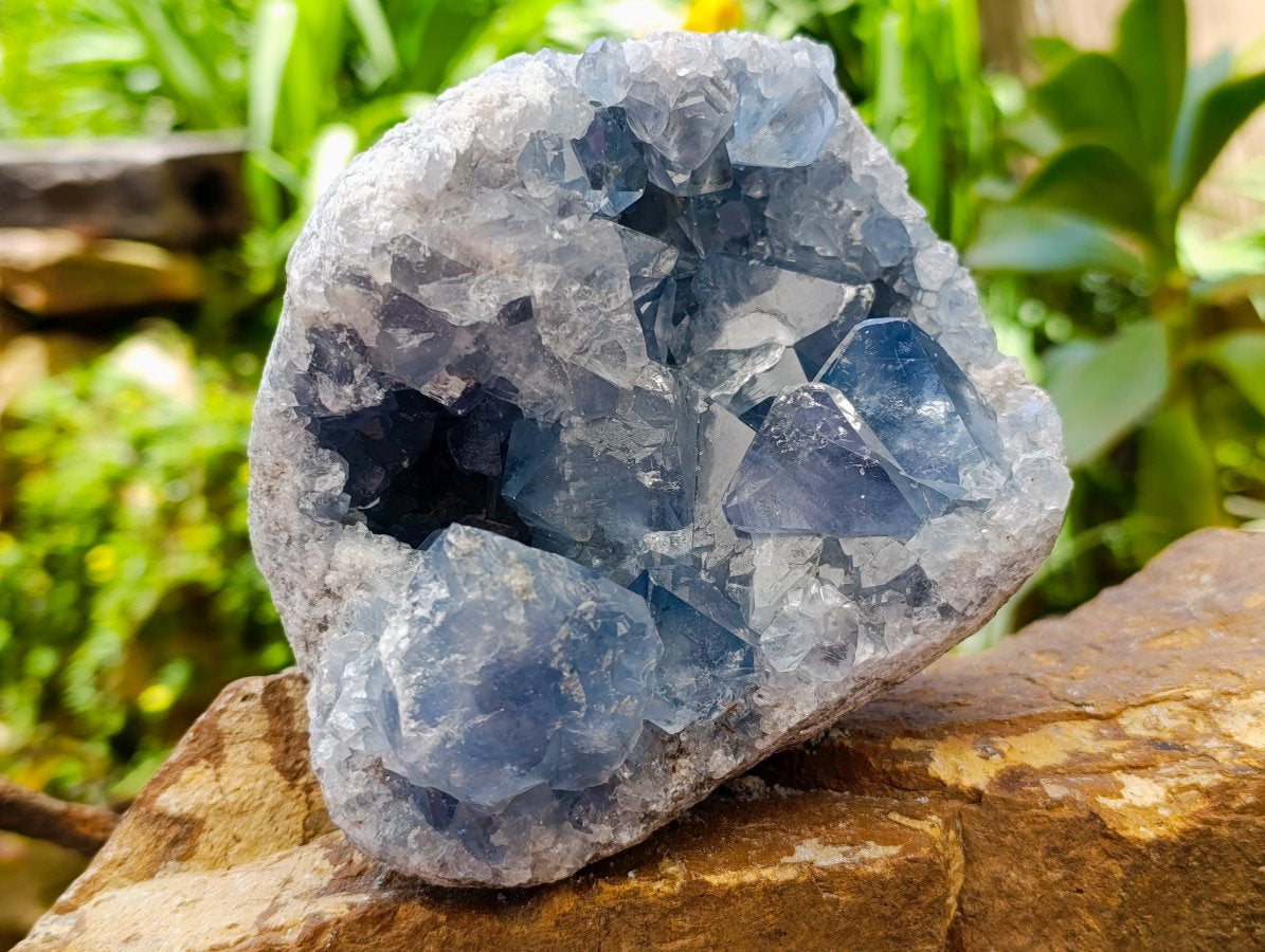 Natural Blue Celestite Geode Specimens x 2 From Sakoany, Madagascar