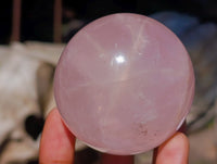 Polished Gemmy Star Rose Quartz Spheres x 6 From Madagascar