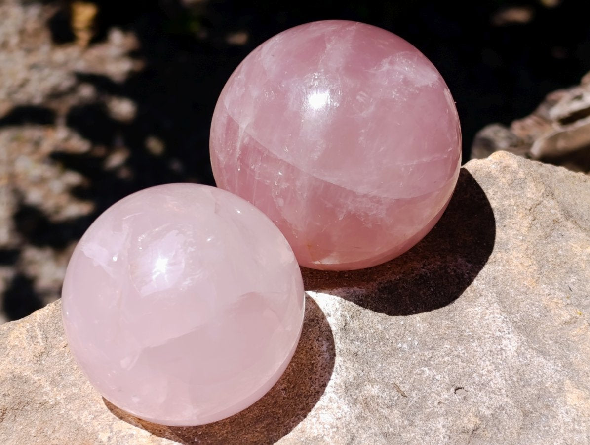 Polished Gemmy Star Rose Quartz Spheres x 6 From Madagascar