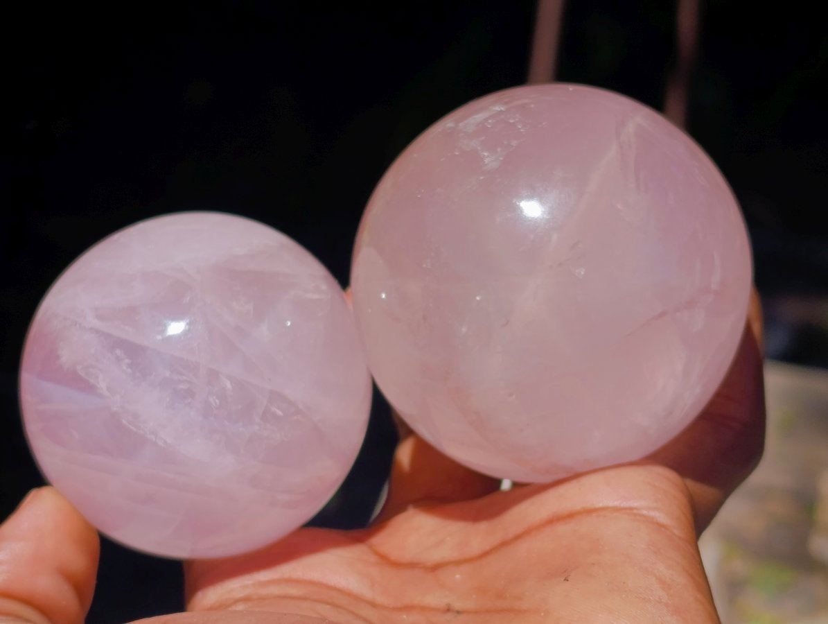 Polished Gemmy Star Rose Quartz Spheres x 6 From Madagascar