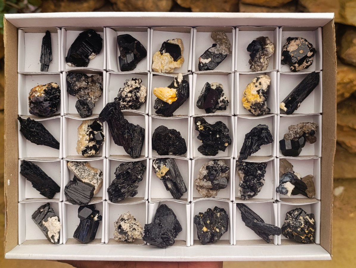 Natural Schorl Black Tourmaline Specimens x 35 From Erongo, Namibia