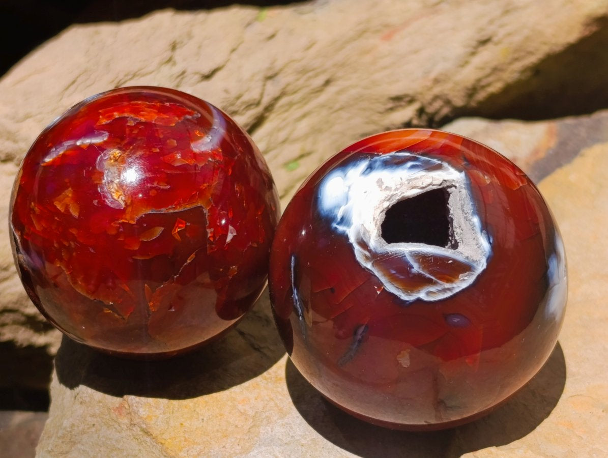 Polished Carnelian Agate Gemstone Spheres x 12 From Madagascar