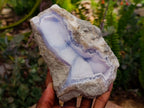 Natural Blue Lace Agate Geode Specimens x 4 From Nsanje, Malawi