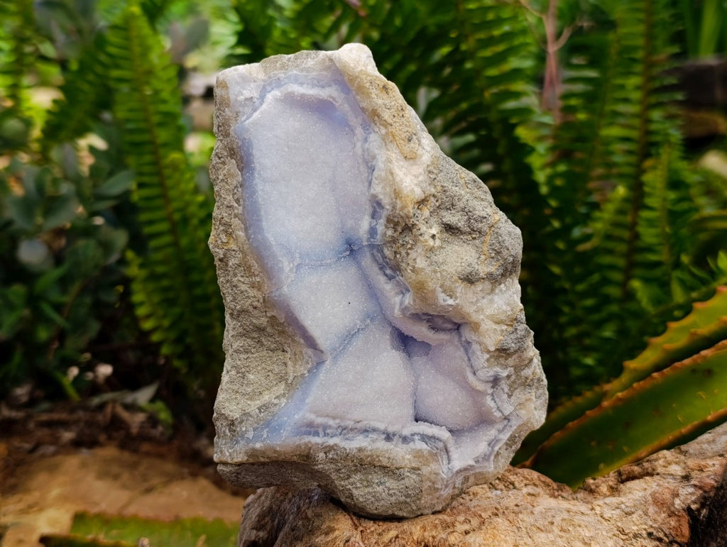 Natural Blue Lace Agate Geode Specimens x 4 From Nsanje, Malawi