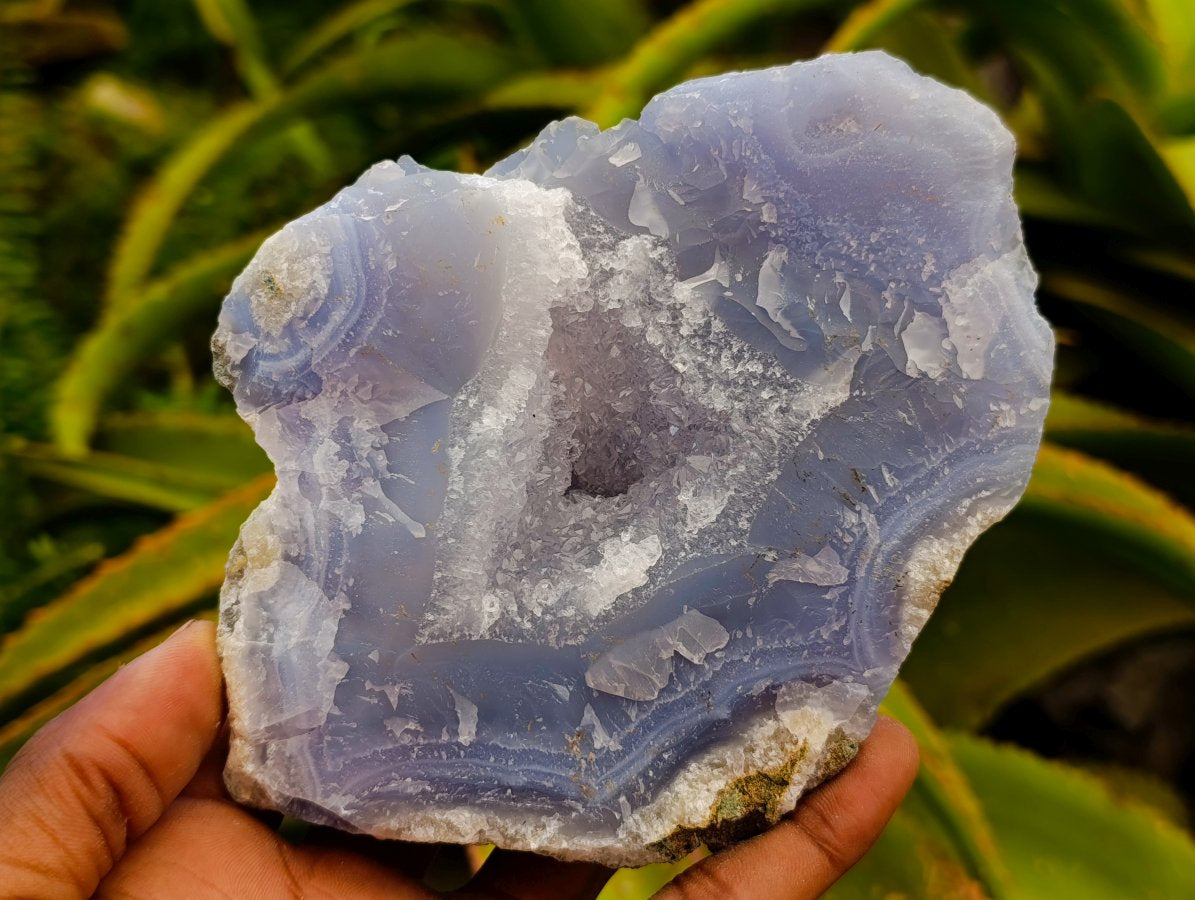 Natural Blue Lace Agate Geode Specimens x 4 From Nsanje, Malawi