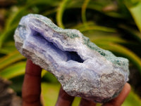 Natural Blue Lace Agate Geode Specimens x 4 From Nsanje, Malawi
