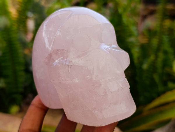 Hand Made Gemmy Rose Quartz Skulls x 3 From Madagascar