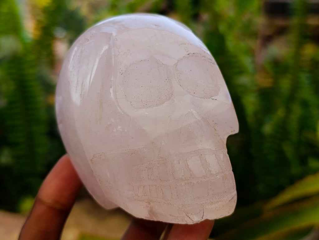 Hand Made Gemmy Rose Quartz Skulls x 3 From Madagascar