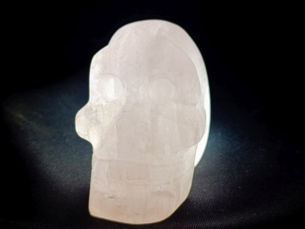 Hand Made Gemmy Rose Quartz Skulls x 3 From Madagascar