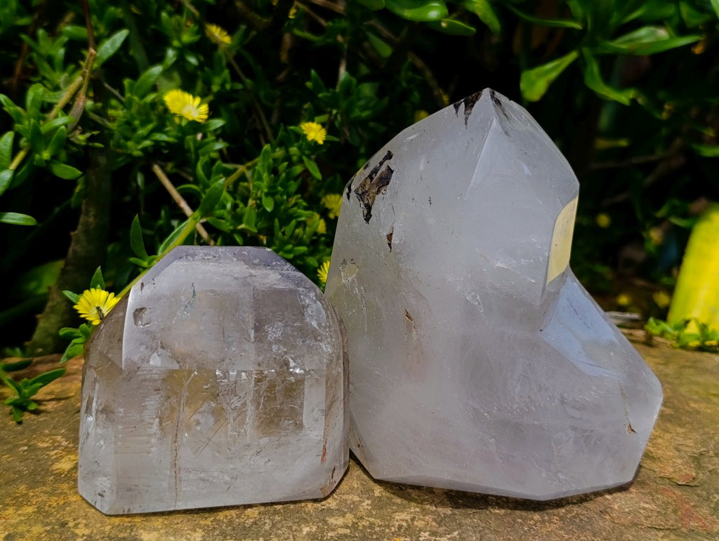 Polished Clear Window Quartz Crystals x 2 From Madagascar