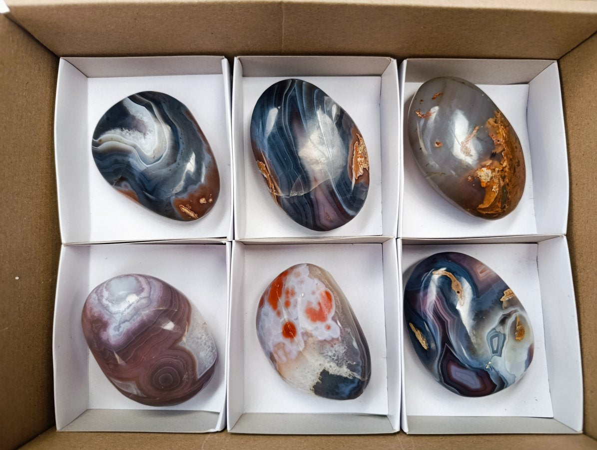 Polished Red Shashe River Agate Nodules x 6 From Shashe River, Zimbabwe