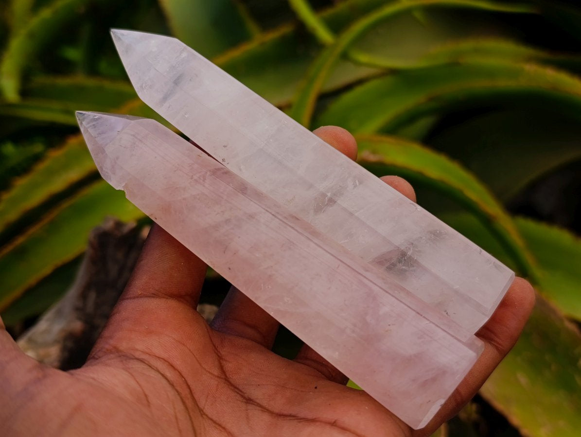 Polished Gemmy Thin Rose Quartz Crystals x 12 From Madagascar