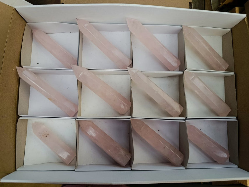 Polished Gemmy Thin Rose Quartz Crystals x 12 From Madagascar