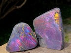 Polished Rare Purple Sunset Flash Labradorite Standing Free Forms x 2 From Madagascar