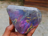 Polished Rare Purple Sunset Flash Labradorite Standing Free Forms x 2 From Madagascar