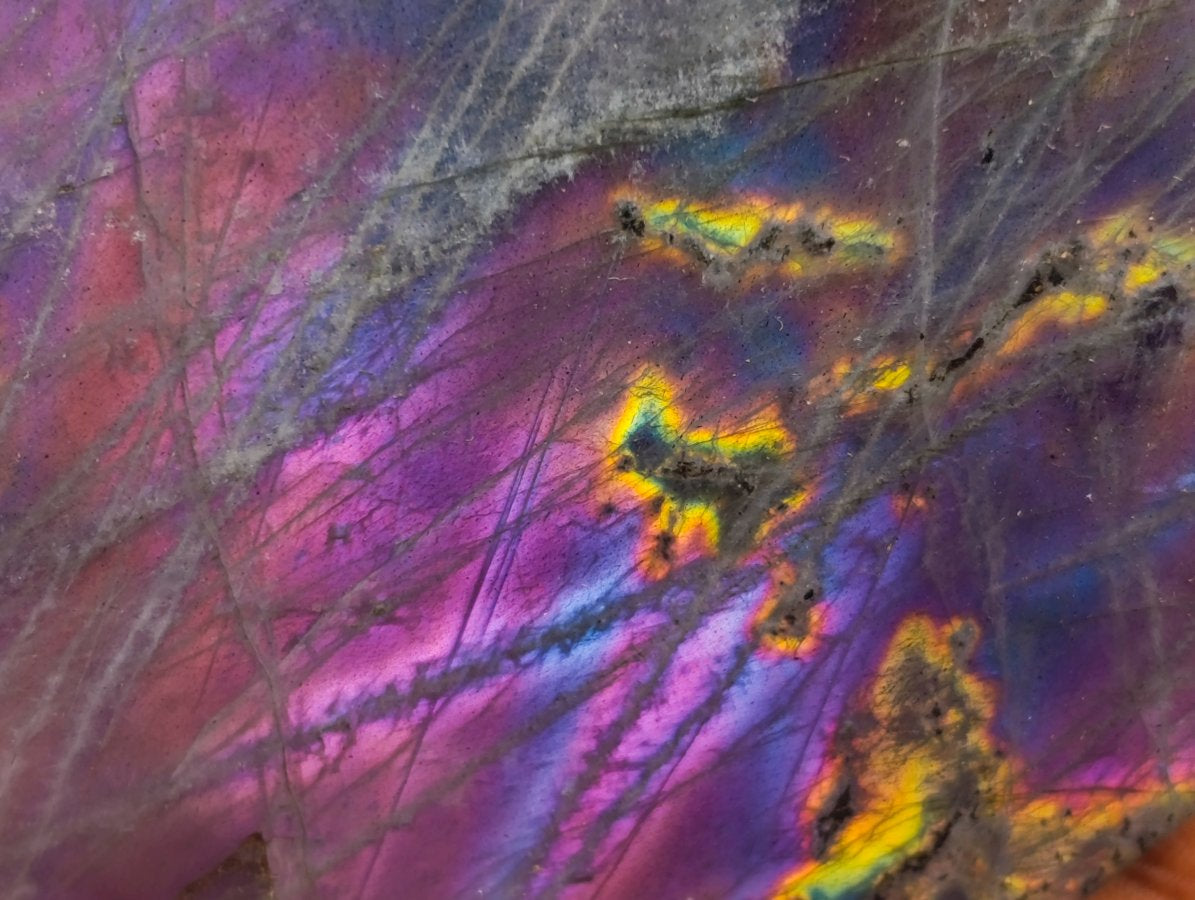 Polished Rare Purple Sunset Flash Labradorite Standing Free Forms x 2 From Madagascar