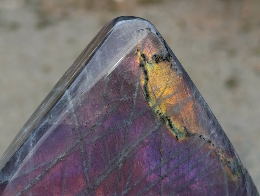 Polished Rare Purple Sunset Flash Labradorite Standing Free Forms x 2 From Madagascar