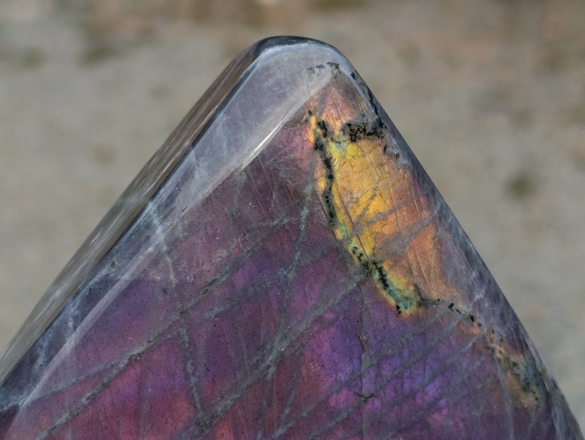 Polished Rare Purple Sunset Flash Labradorite Standing Free Forms x 2 From Madagascar