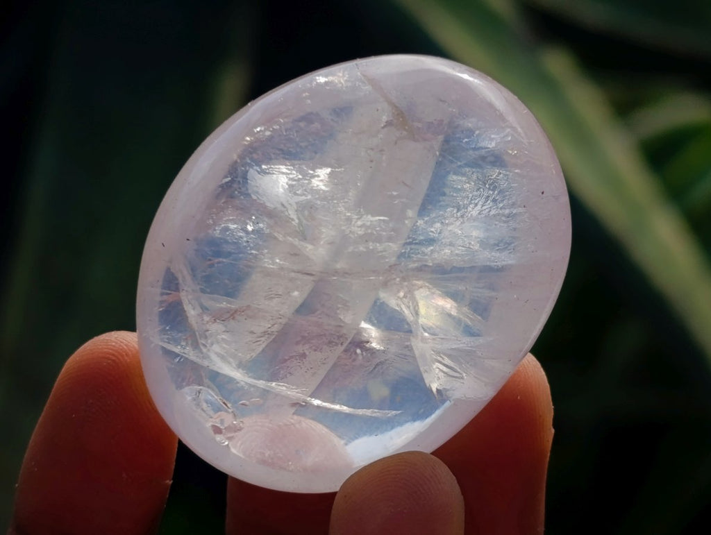 Polished Girasol Pearl Quartz Palm Stones x 20 From Ambatondrazaka, Madagascar