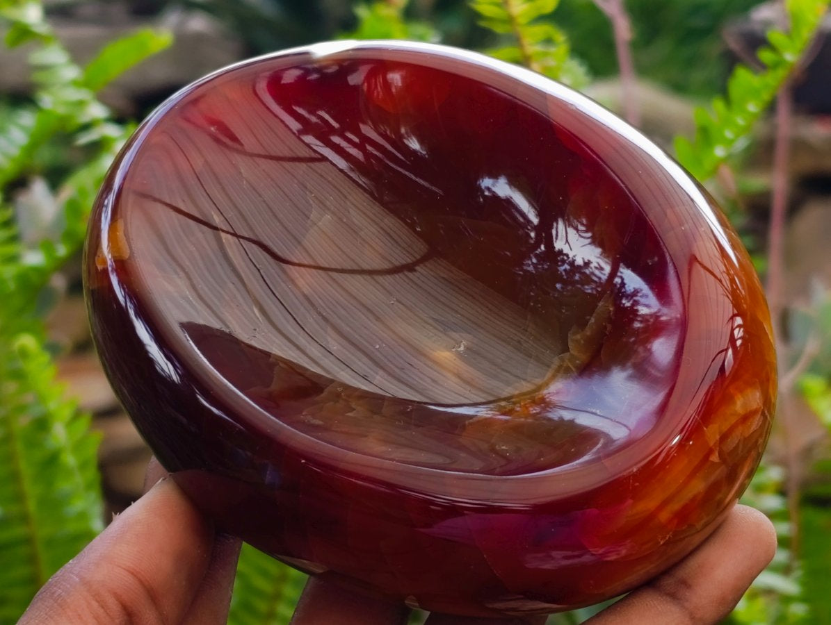 Polished Carnelian Agate Gemstone Bowls x 3 From Madagascar