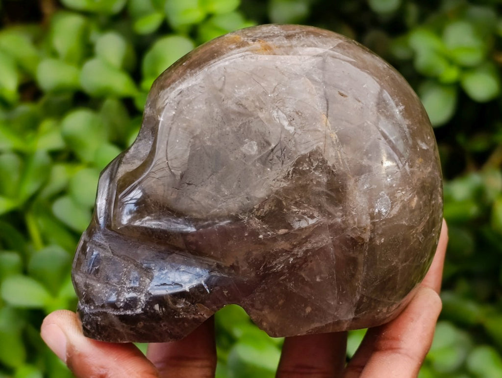 Hand Made Smokey Window Quartz Skulls x 3 From Madagascar