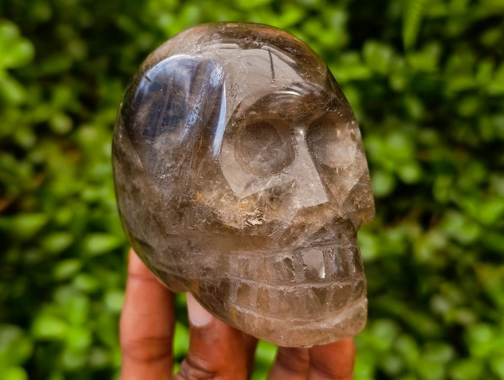 Hand Made Smokey Window Quartz Skulls x 3 From Madagascar