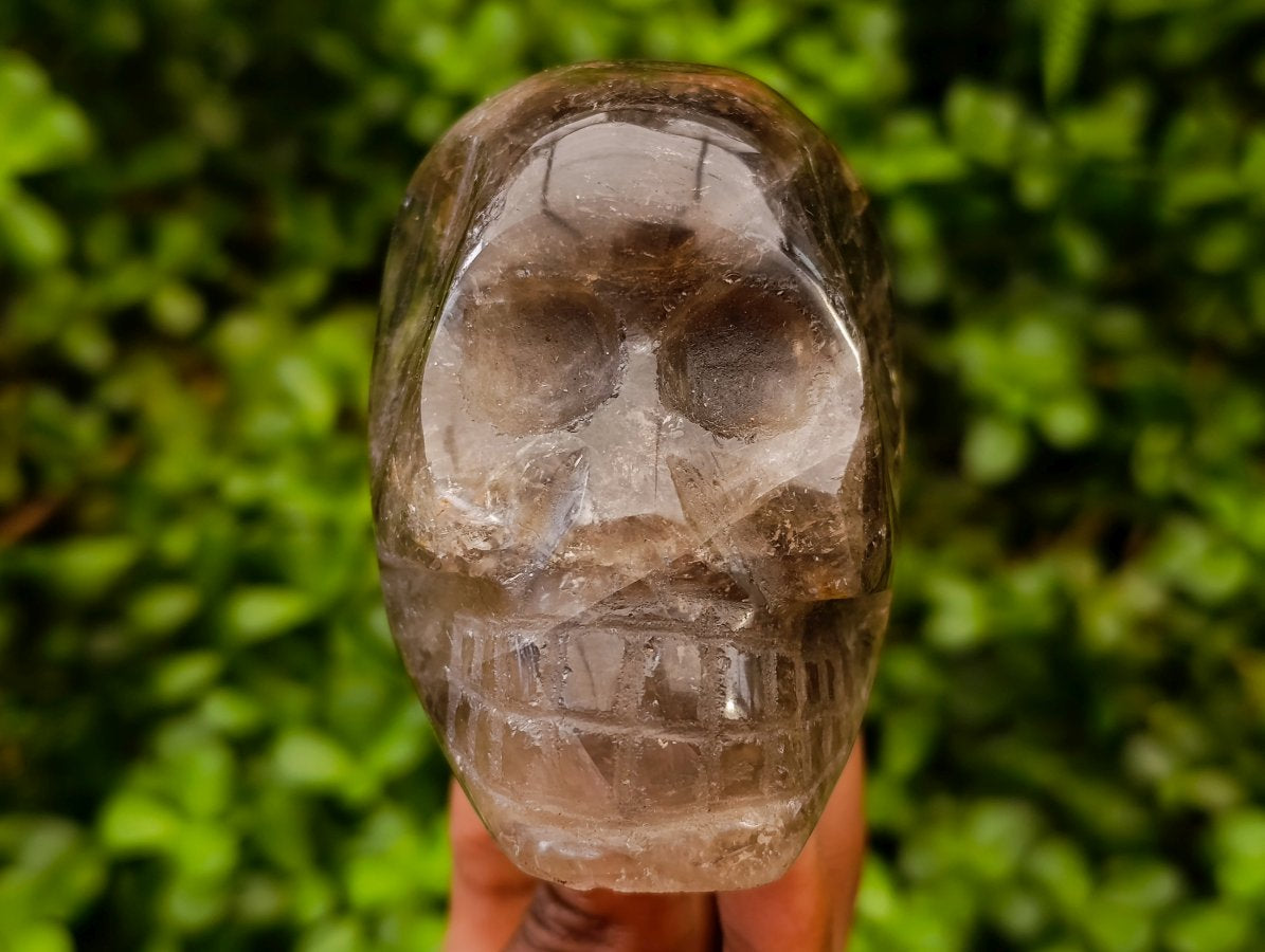 Hand Made Smokey Window Quartz Skulls x 3 From Madagascar