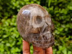 Hand Made Smokey Window Quartz Skulls x 3 From Madagascar
