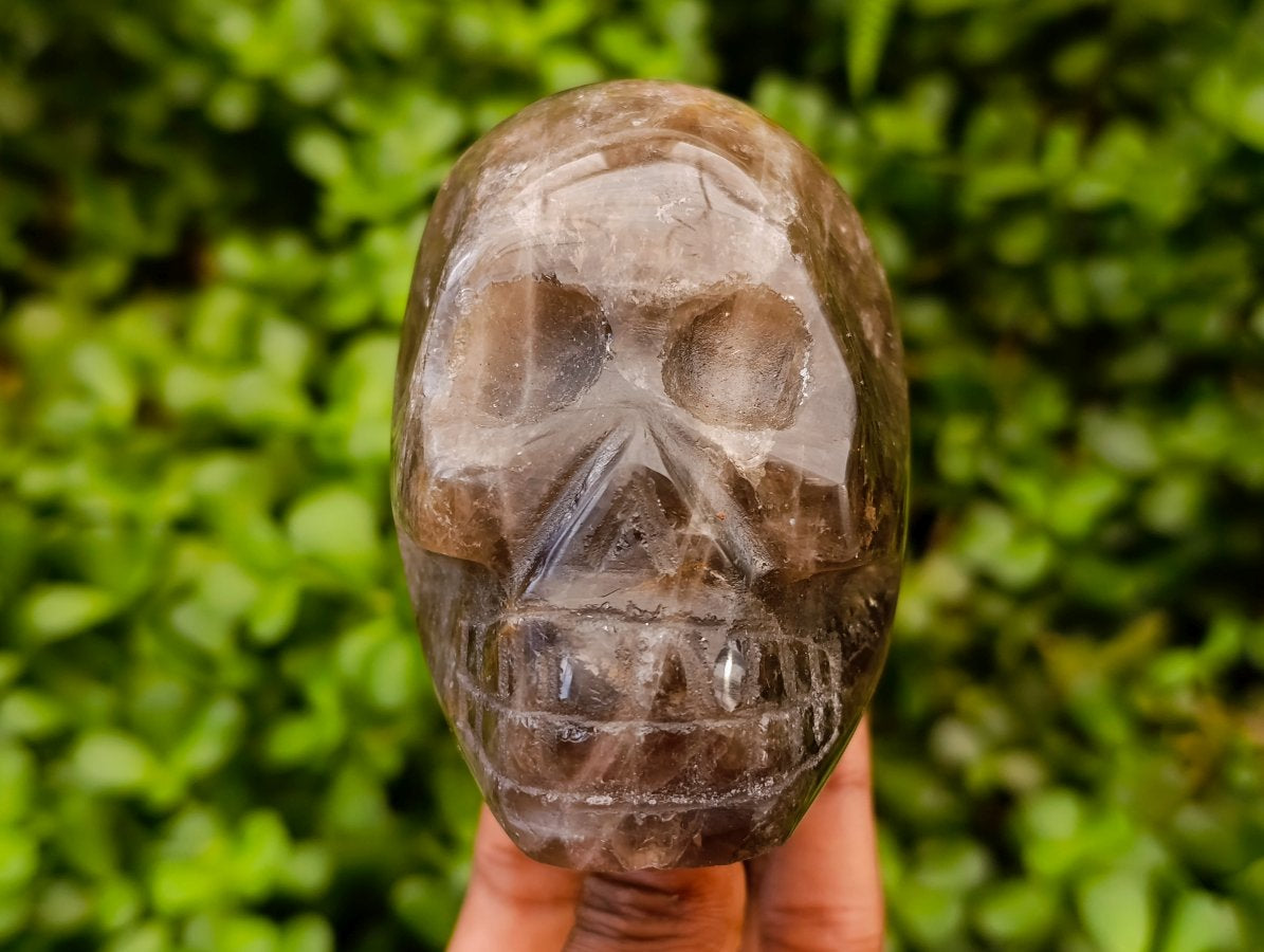 Hand Made Smokey Window Quartz Skulls x 3 From Madagascar