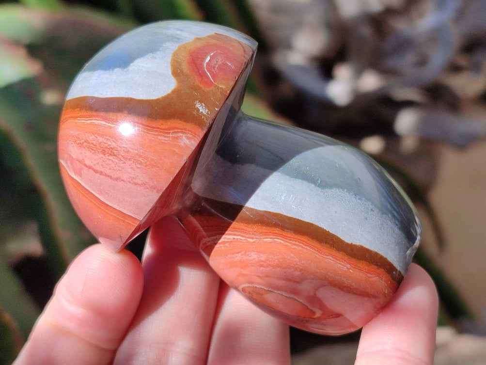 Polished Polychrome Jasper Mushrooms x 8 From NW Coast, Madagascar