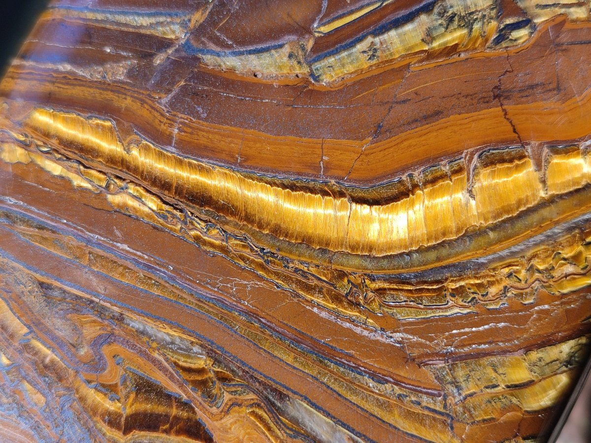 Polished Golden Tigers Eye With Banded Iron Stone Standing Free Forms x 2 From Prieska, South Africa