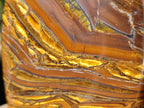 Polished Golden Tigers Eye With Banded Iron Stone Standing Free Forms x 2 From Prieska, South Africa