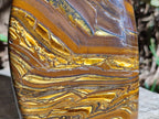Polished Golden Tigers Eye With Banded Iron Stone Standing Free Forms x 2 From Prieska, South Africa