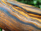 Polished Golden Tigers Eye With Banded Iron Stone Standing Free Forms x 2 From Prieska, South Africa