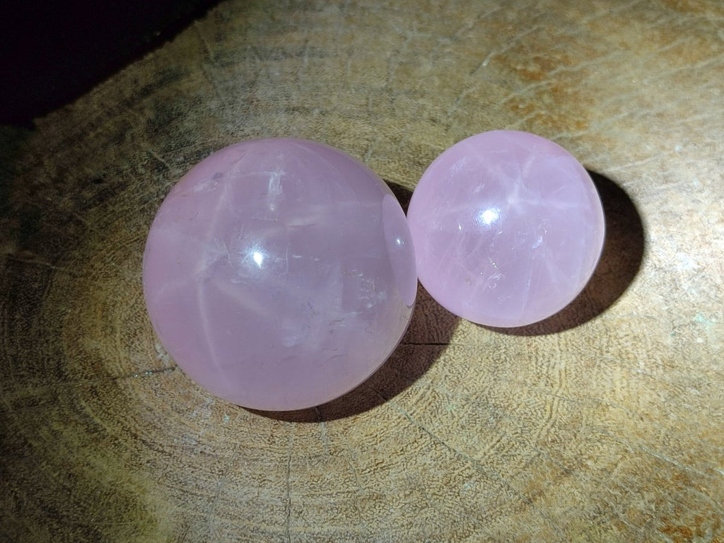 Polished Gemmy Star Rose Quartz Spheres x 4 From Madagascar
