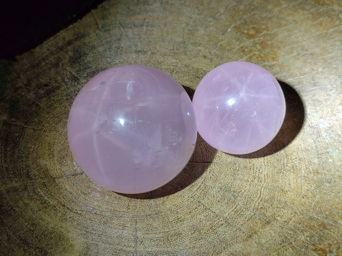 Polished Gemmy Star Rose Quartz Spheres x 4 From Madagascar