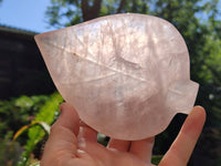 Hand Made Gemmy Rose Quartz Leaf Bowls x 6 From Madagascar