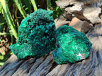 Natural Silky Malachite Specimens x 3 From Kasompe, Congo