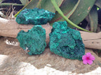 Natural Silky Malachite Specimens x 3 From Kasompe, Congo