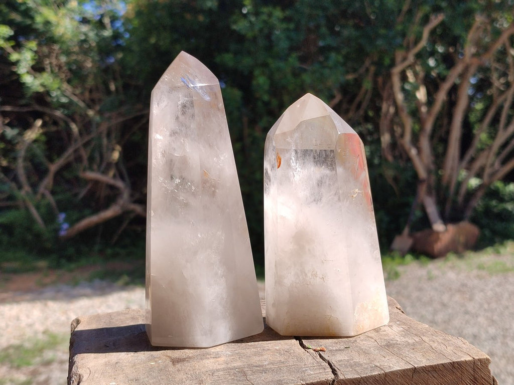 Polished Smokey Window Quartz Crystals x 2 From Madagascar