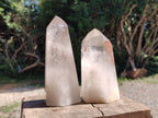Polished Smokey Window Quartz Crystals x 2 From Madagascar