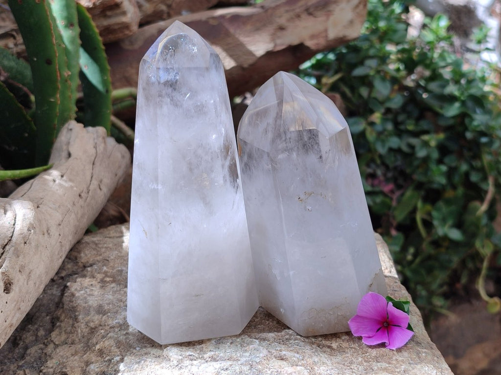 Polished Smokey Window Quartz Crystals x 2 From Madagascar