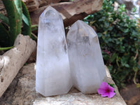 Polished Smokey Window Quartz Crystals x 2 From Madagascar