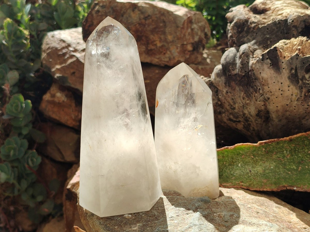 Polished Smokey Window Quartz Crystals x 2 From Madagascar