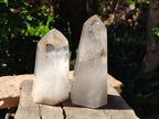 Polished Smokey Window Quartz Crystals x 2 From Madagascar