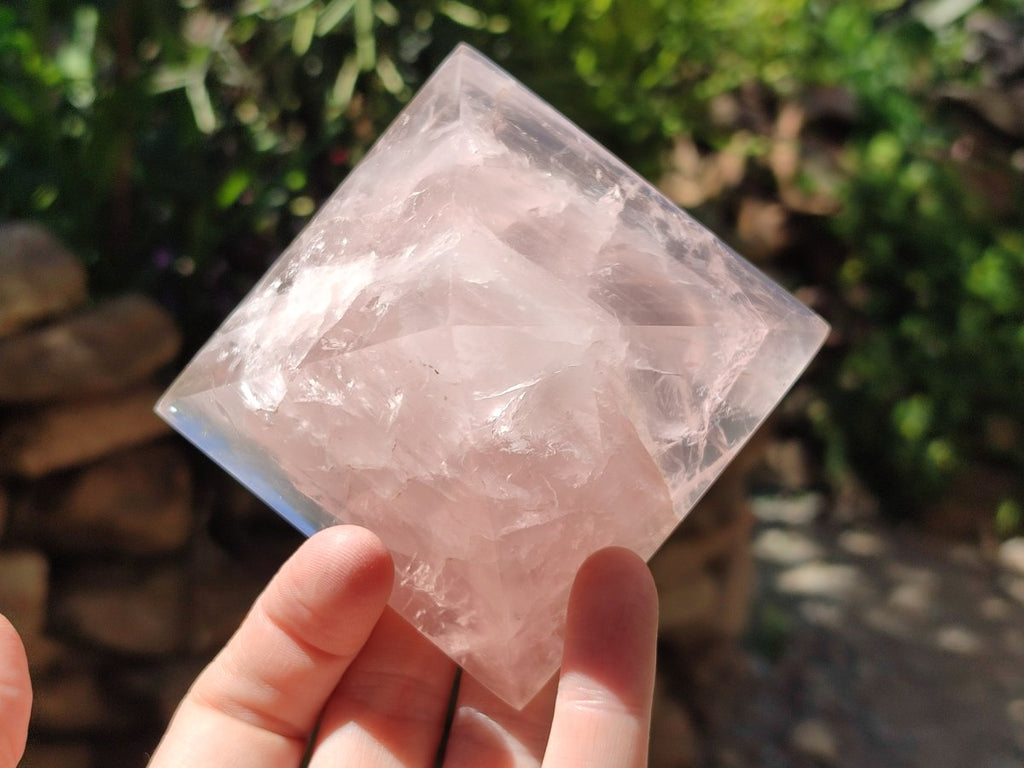 Polished Gemmy Rose Quartz Pyramids x 6 From Madagascar