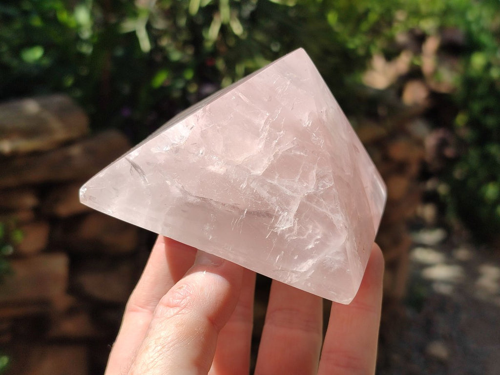 Polished Gemmy Rose Quartz Pyramids x 6 From Madagascar