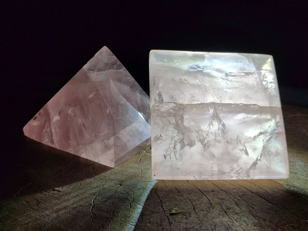 Polished Gemmy Rose Quartz Pyramids x 6 From Madagascar