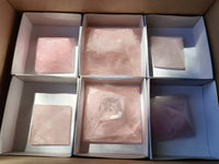 Polished Gemmy Rose Quartz Pyramids x 6 From Madagascar