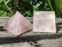 Polished Gemmy Rose Quartz Pyramids x 6 From Madagascar